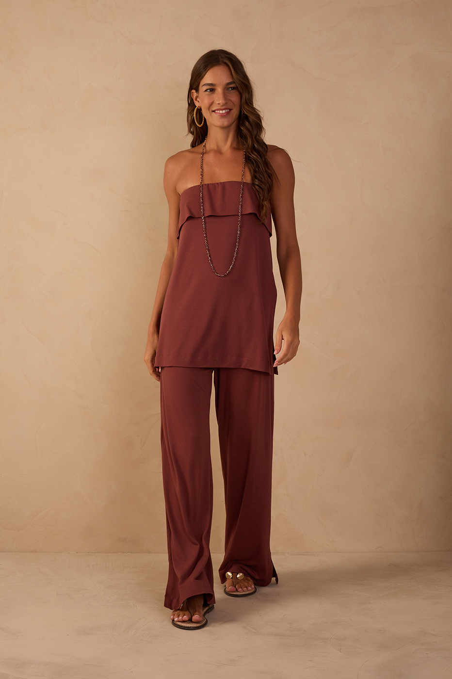 Crepe Knit Tunic and Pants Set