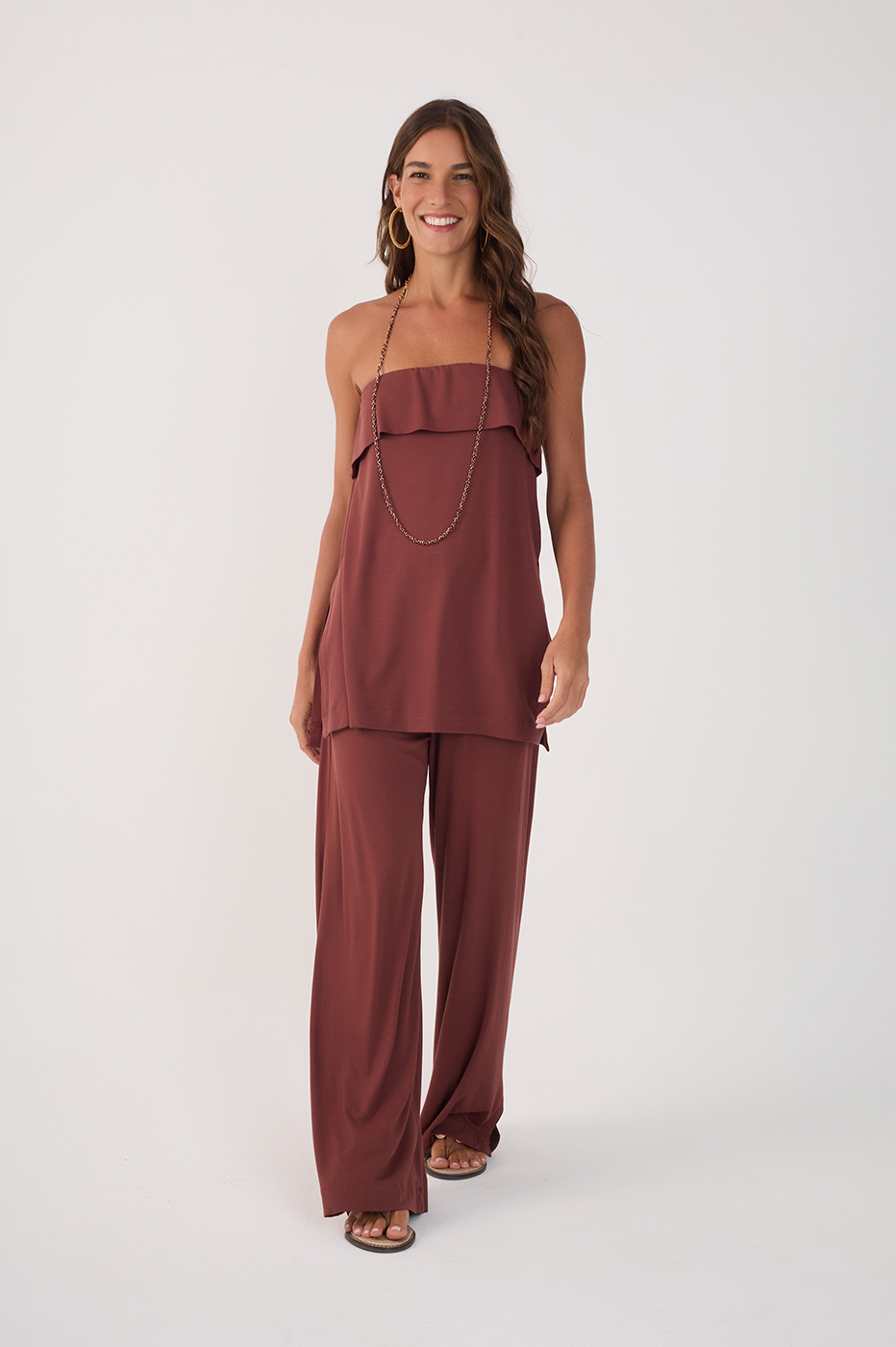Crepe Knit Tunic and Pants Set