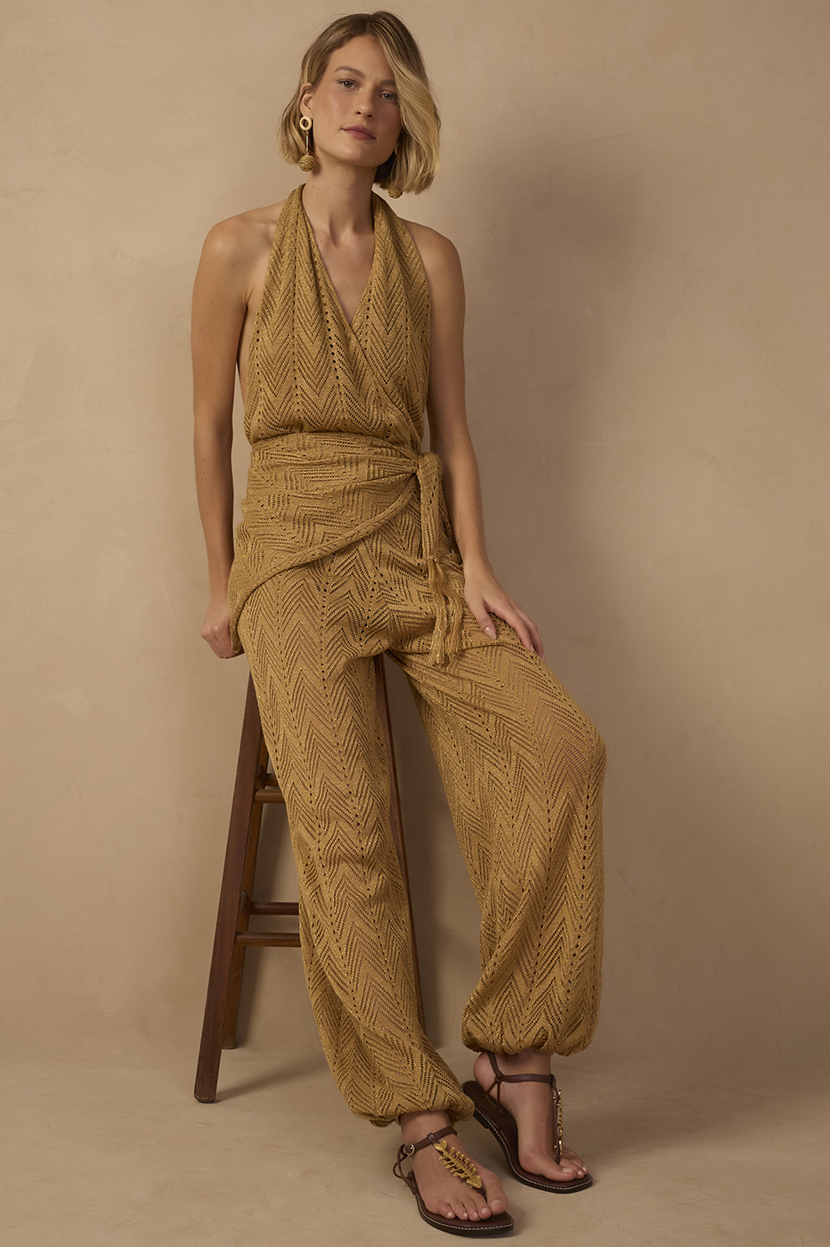 Lurex Knit Jumpsuit with Scarf_1
