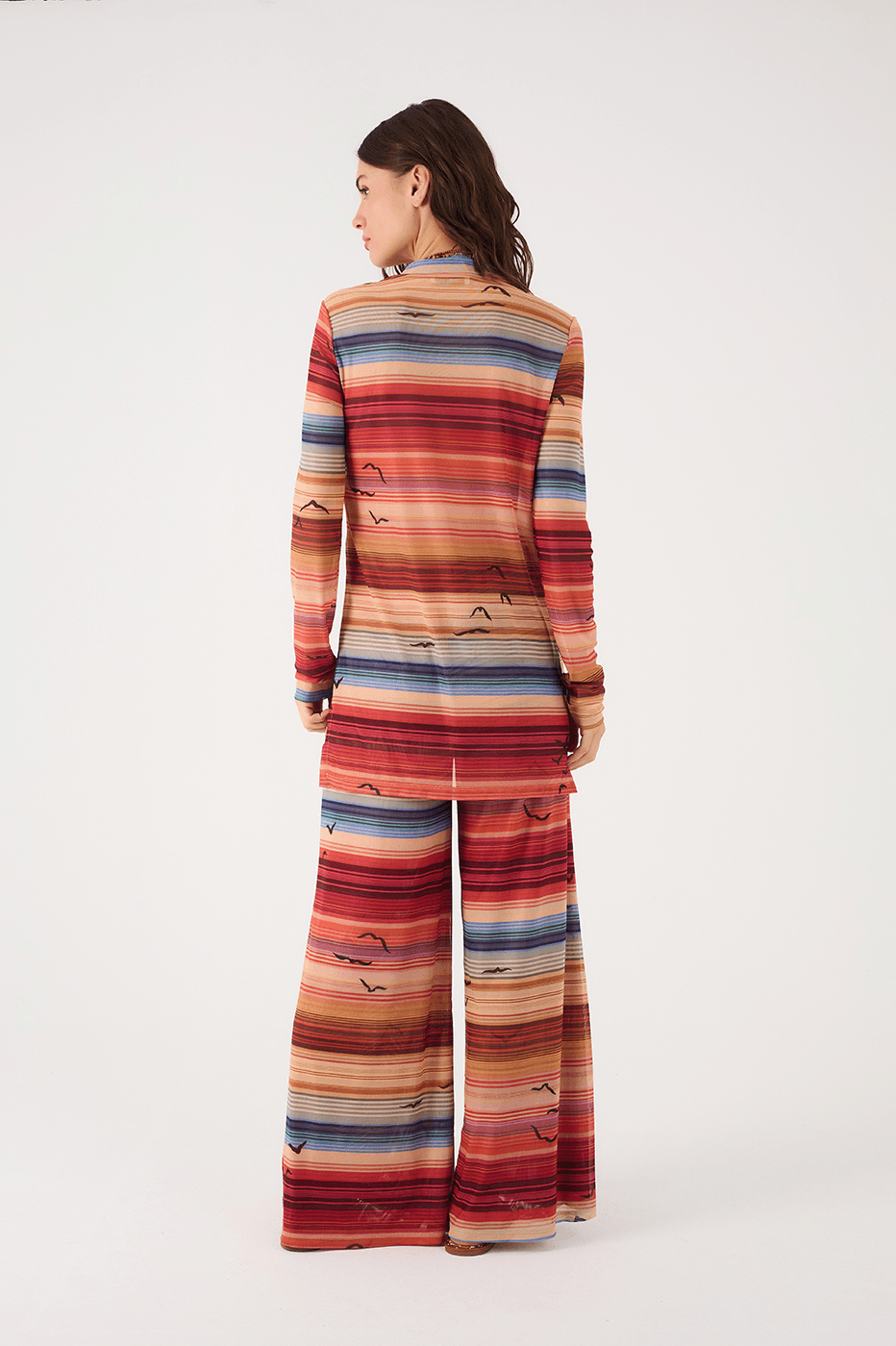 Multicolor Arpoador Tulle Maxi Blouse And Pants Matching Set