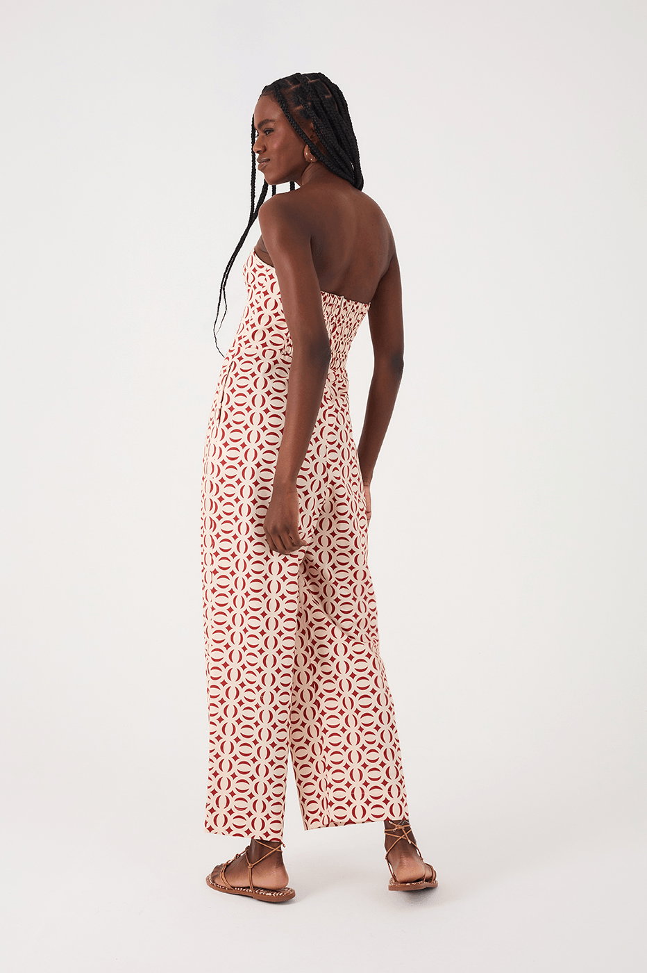 Off-White Cobogo Strapless Smocked Bodice Side Pockets Tricoline Jumpsuit
