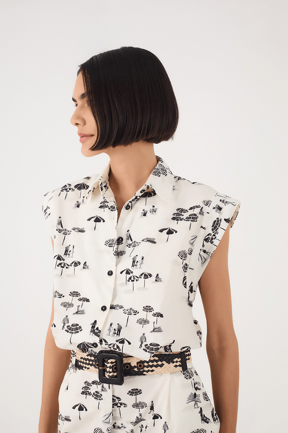 Off-White Areia Collared Buttoned Side Pockets Romper