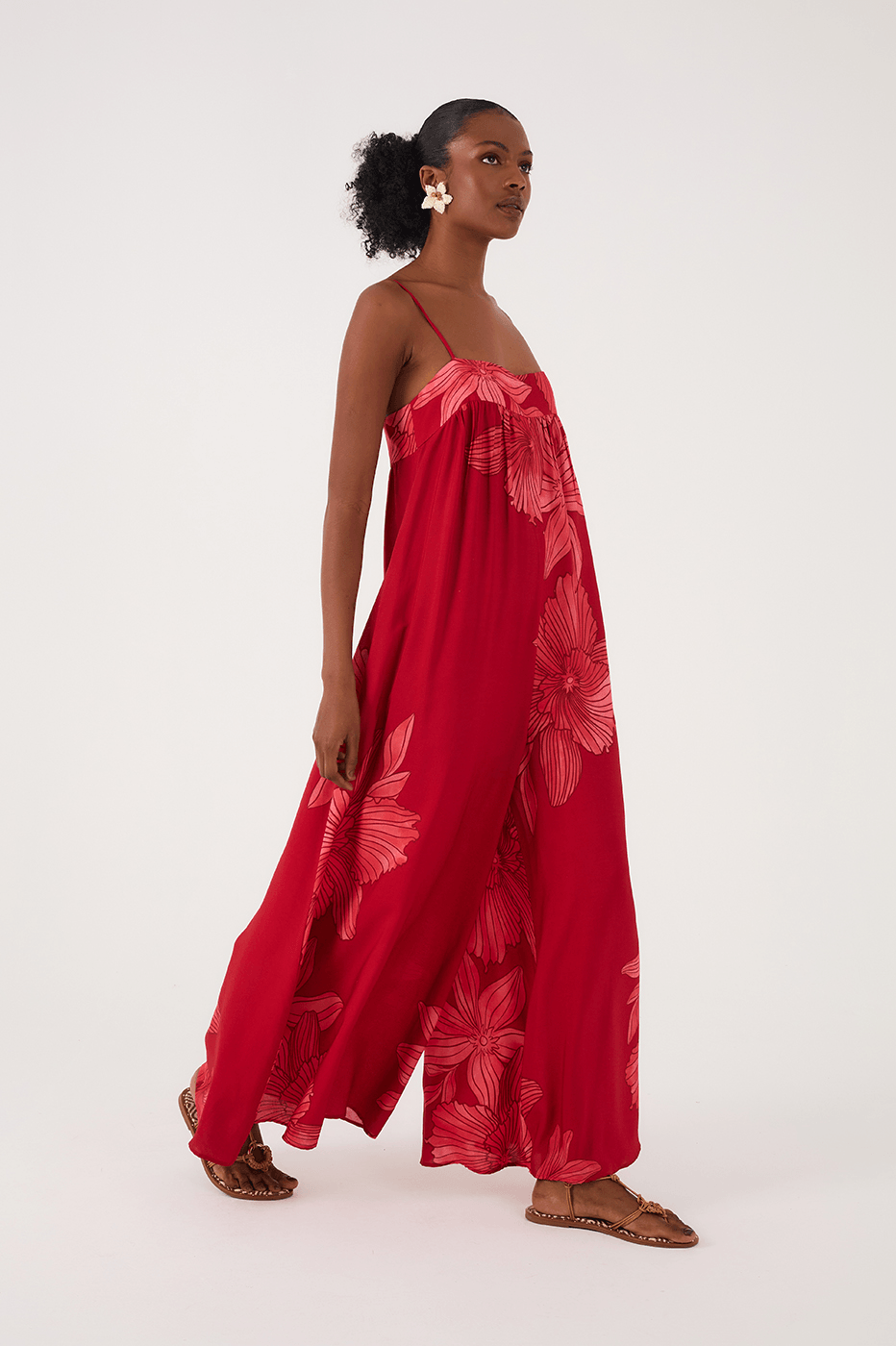 Red Orchid Sleeveless Square Neck Wide-Leg Jumpsuit