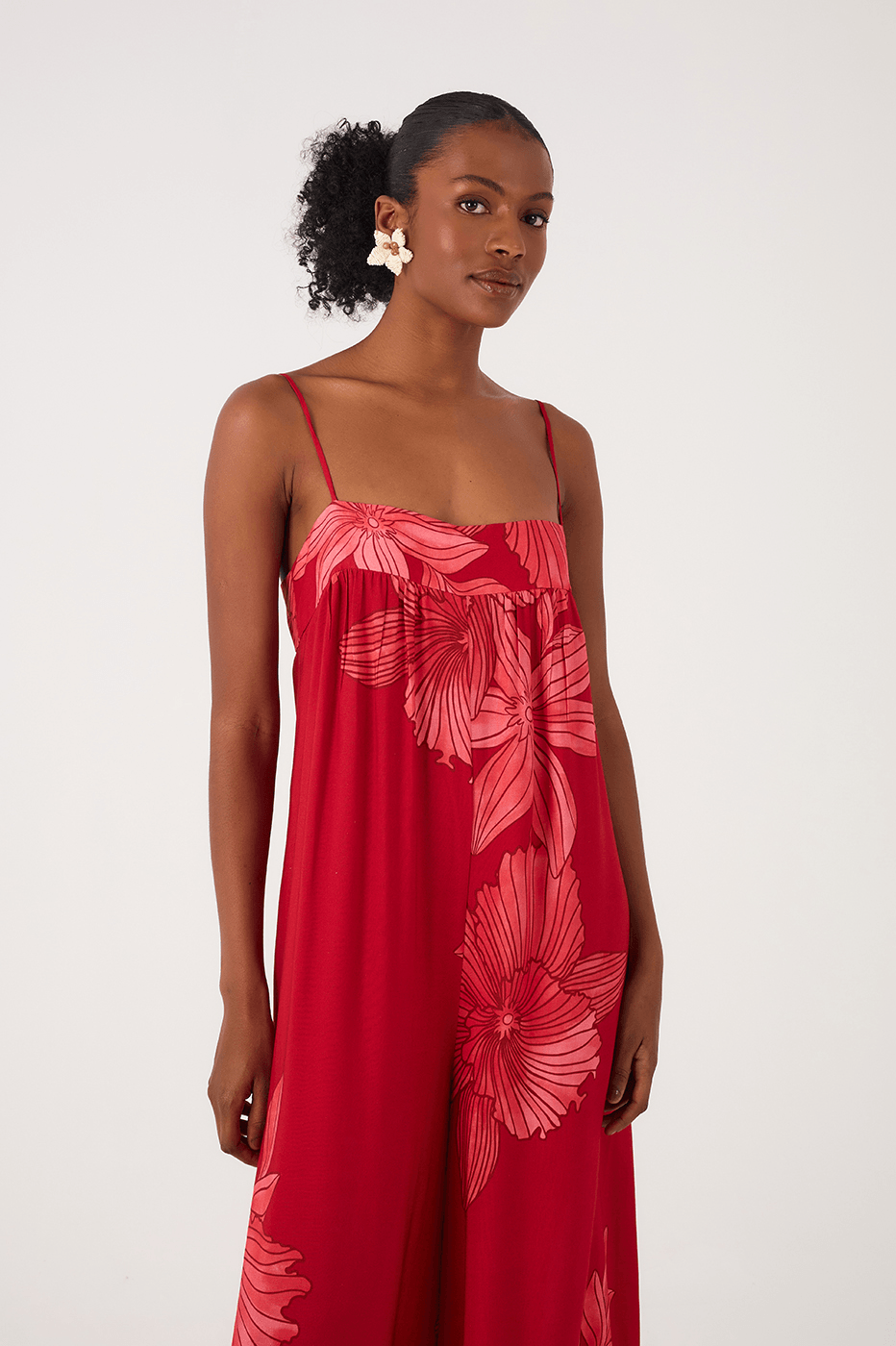 Red Orchid Sleeveless Square Neck Wide-Leg Jumpsuit