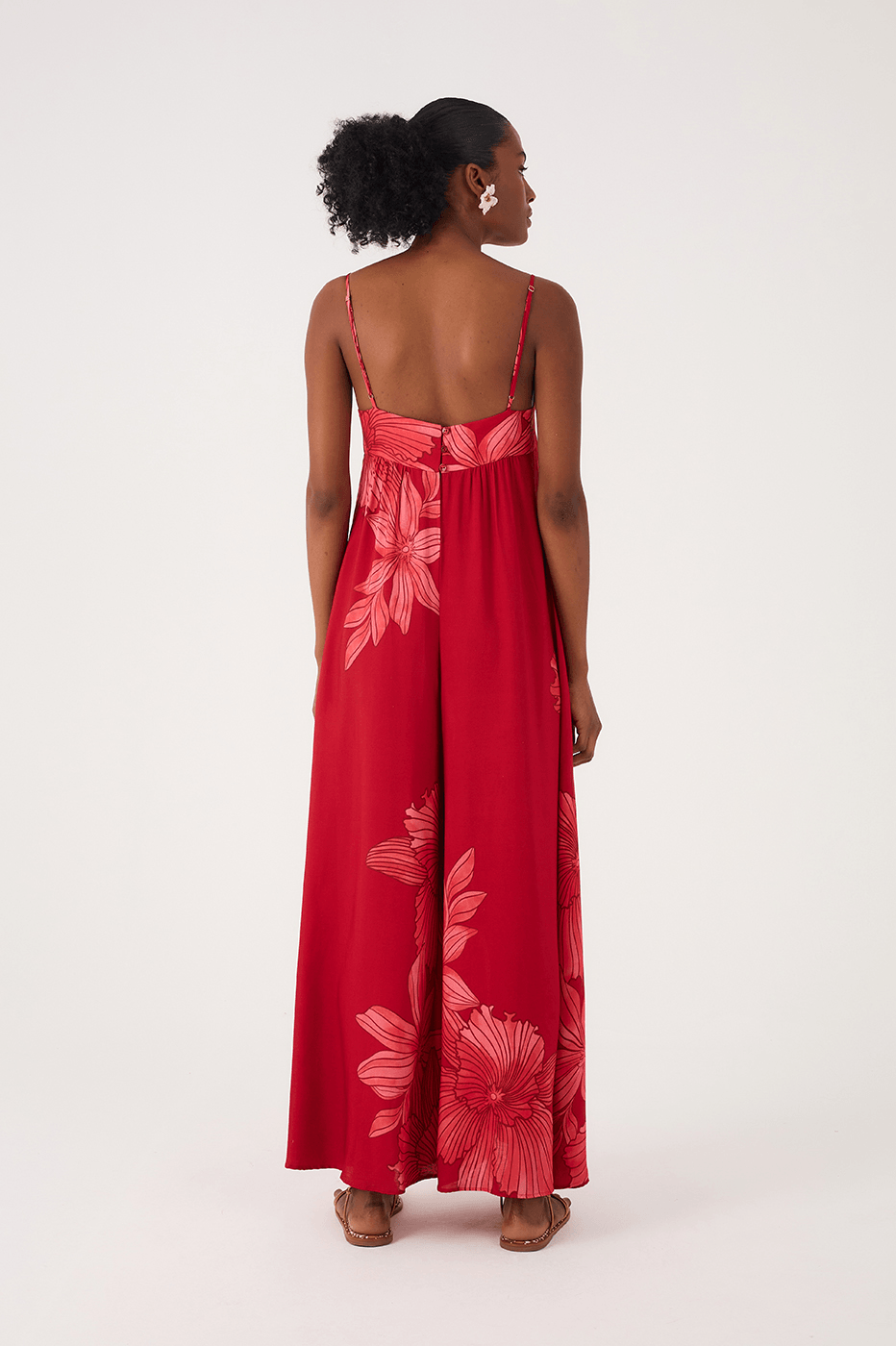 Red Orchid Sleeveless Square Neck Wide-Leg Jumpsuit
