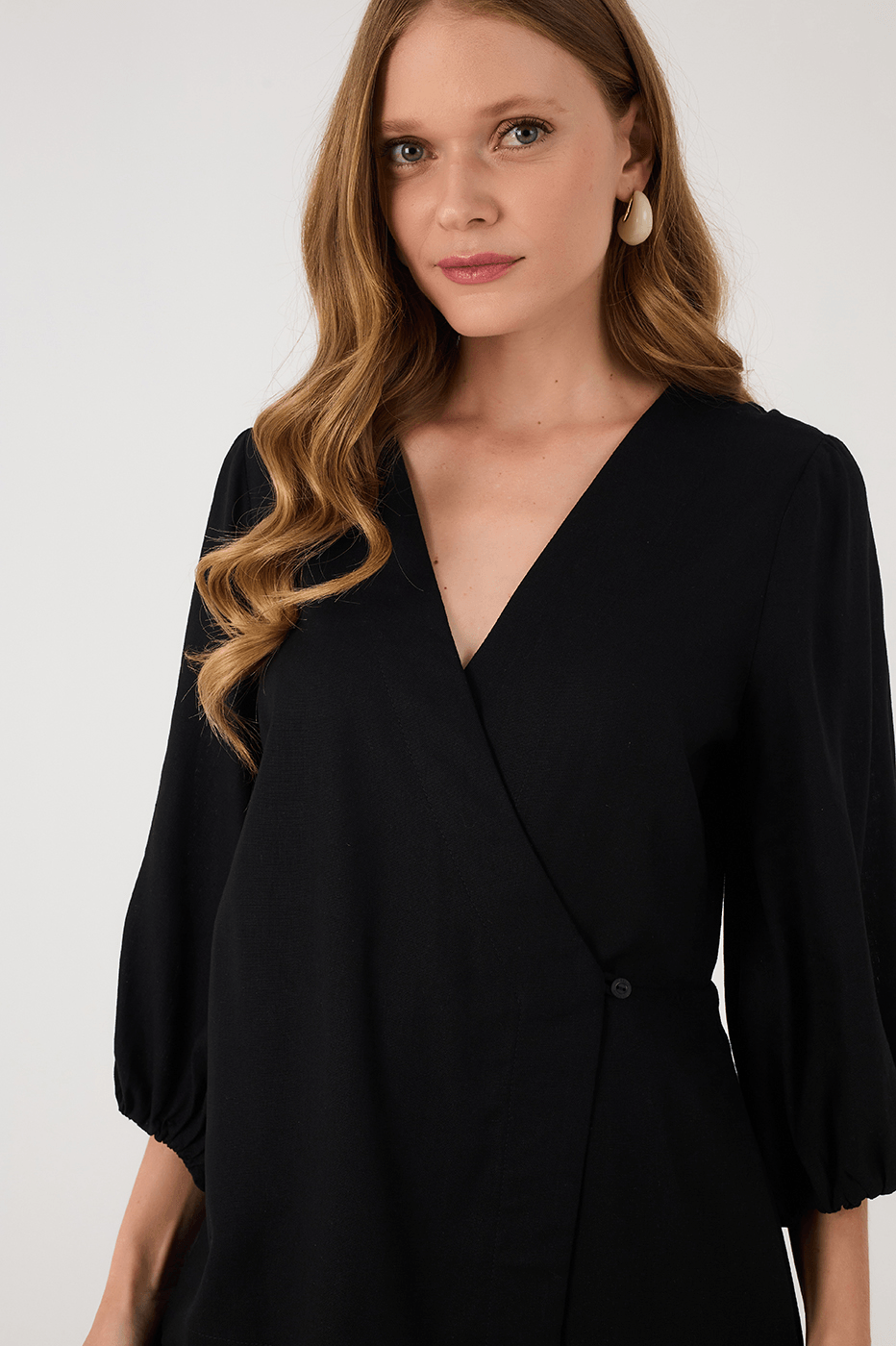 Black V Neck Kimono Style Wrap Jumpsuit