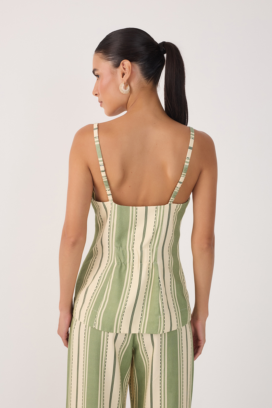 Descanso Verde Print Linen Vest_4