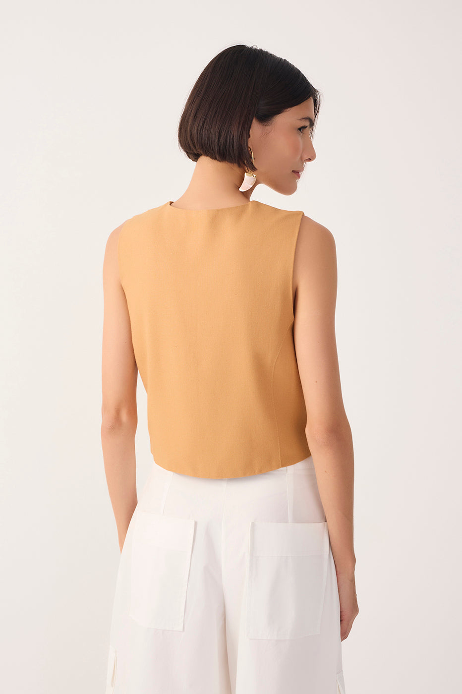Linen Shell Buttons Vest_6