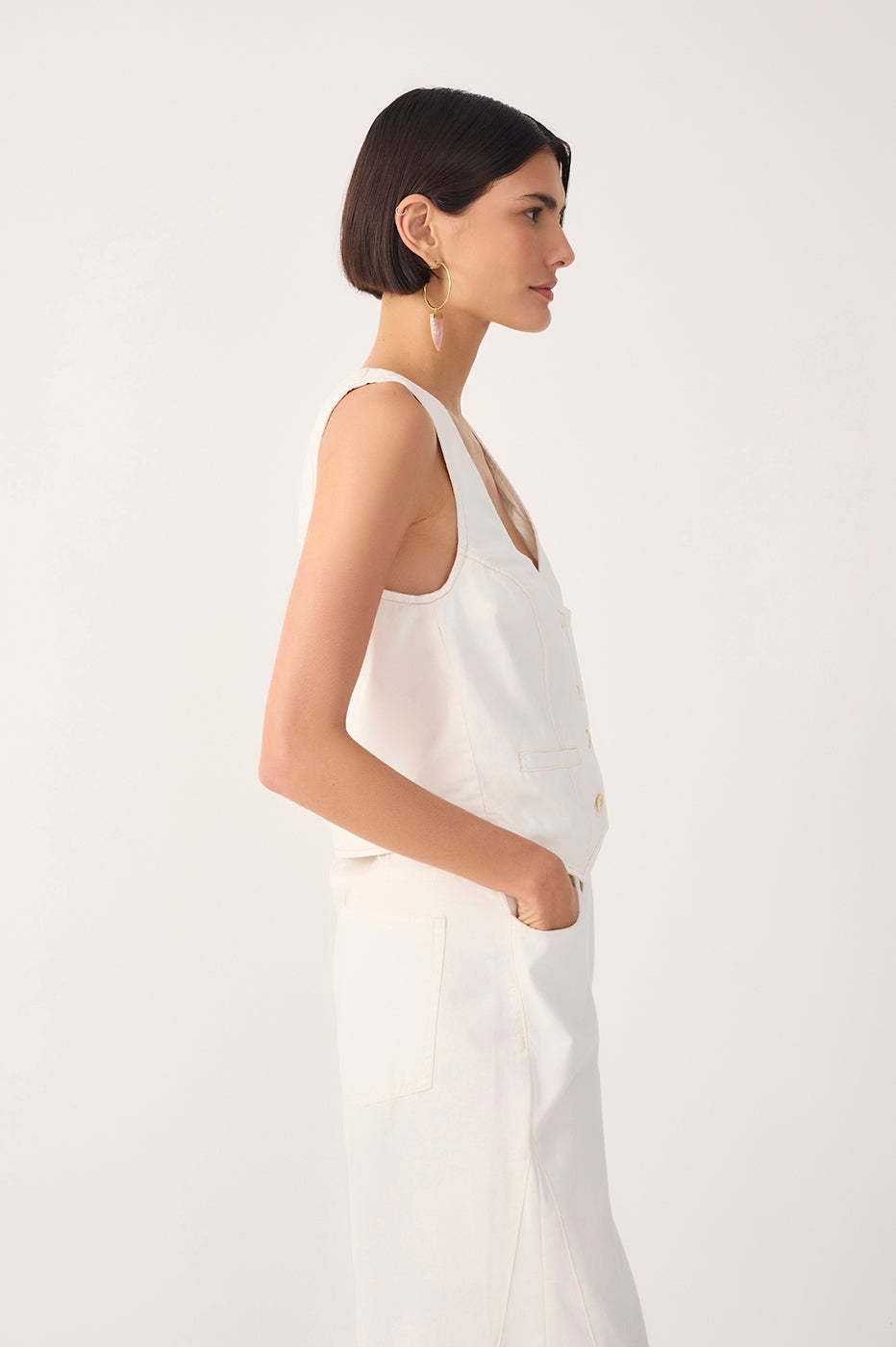 Off-White Buttoned Topstitching Twill Vest_3