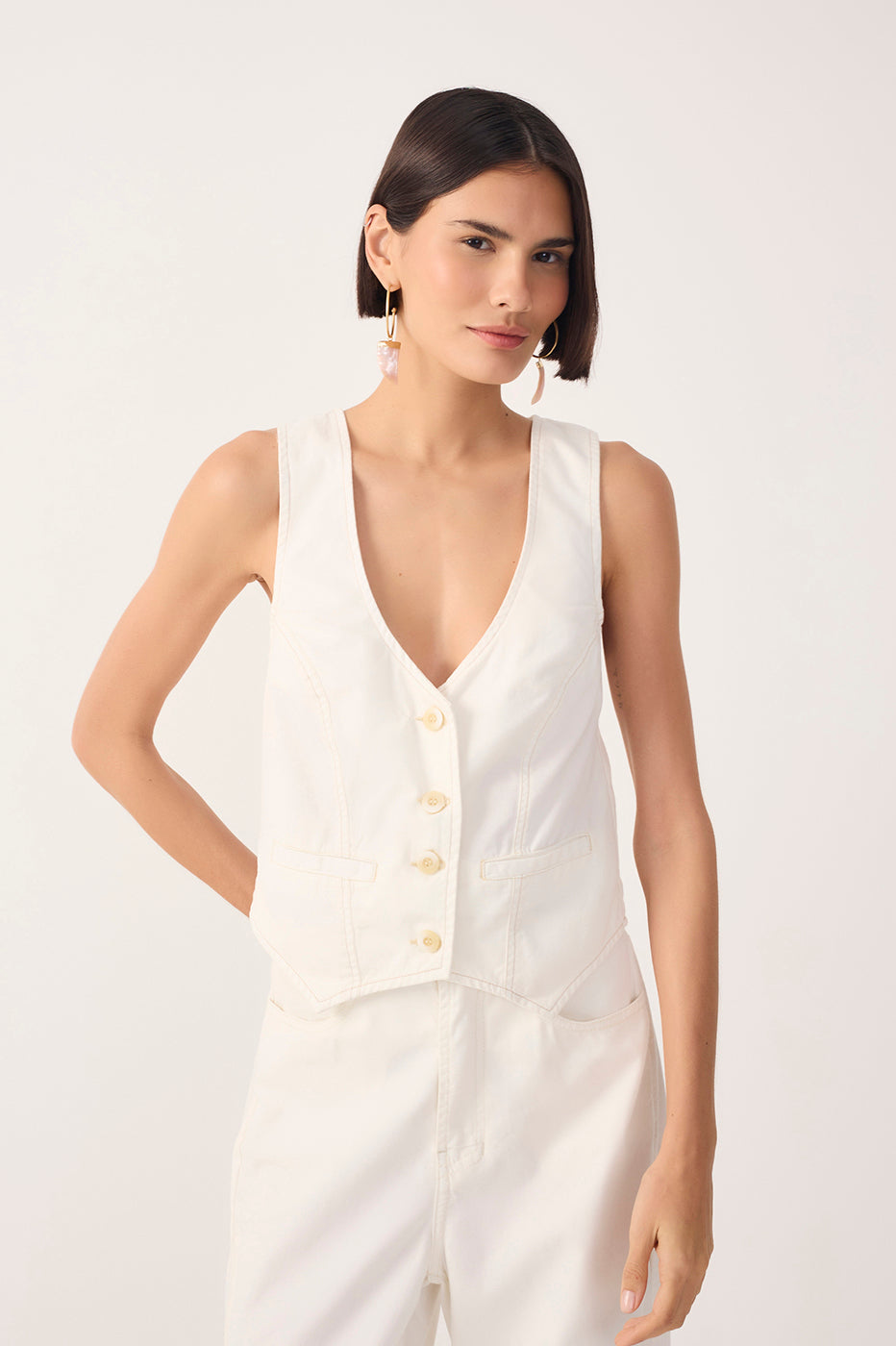 Off-White Buttoned Topstitching Twill Vest_4