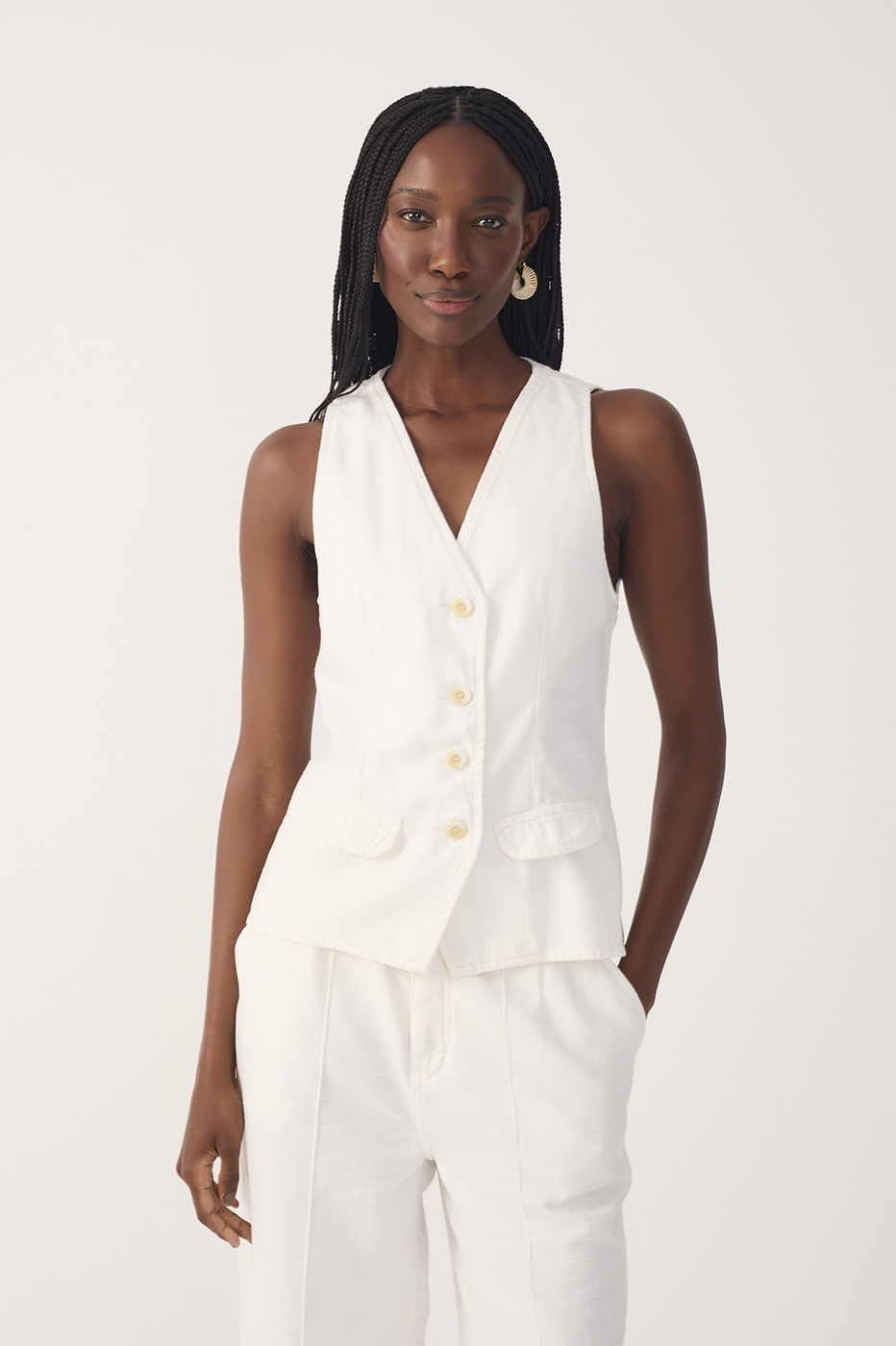 Linen Twill Tie Vest