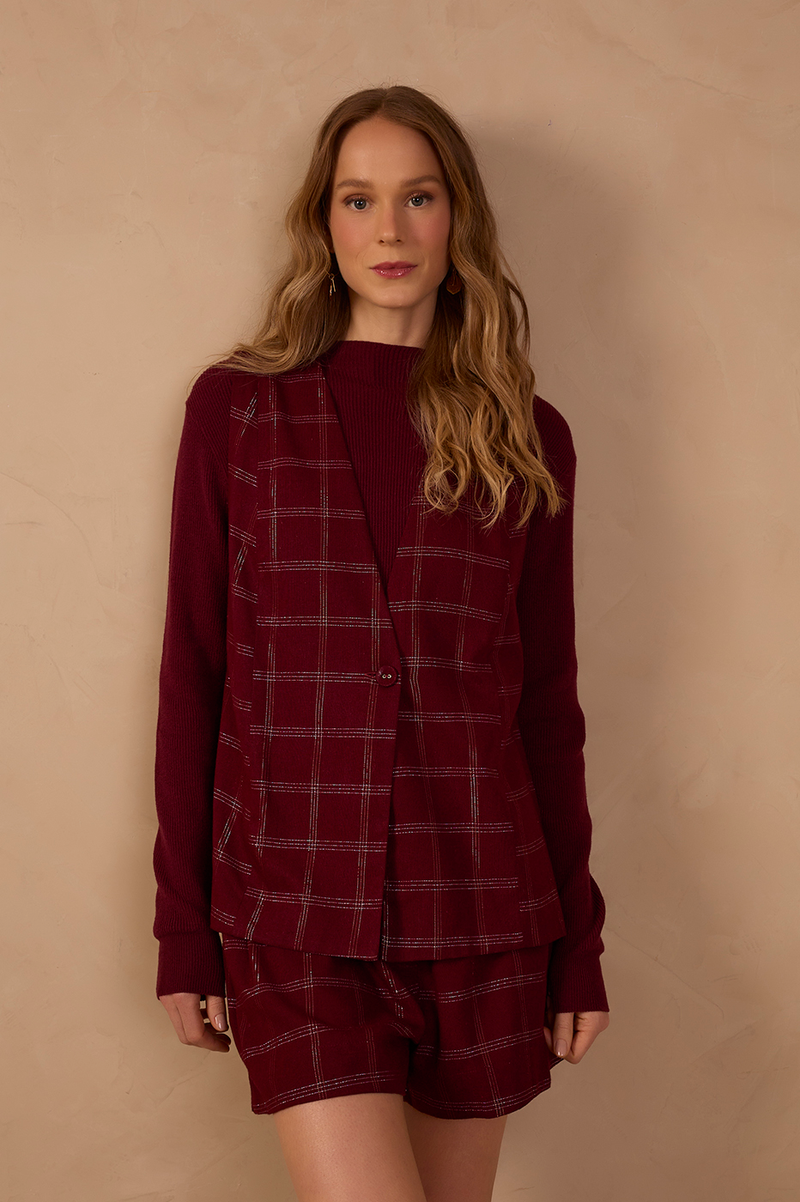 Plaid Linen Vest_1