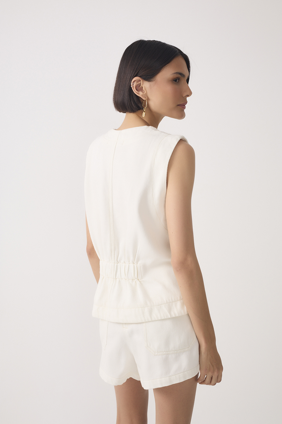 Off-White Crew Neck Buttoned Sleeveless Twill Vest_5