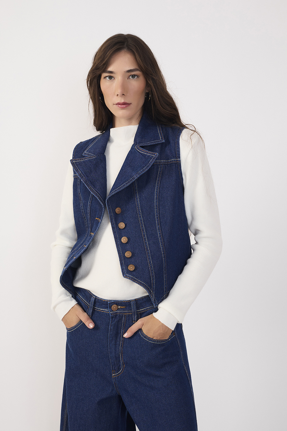 Topstitched Denim Vest_2