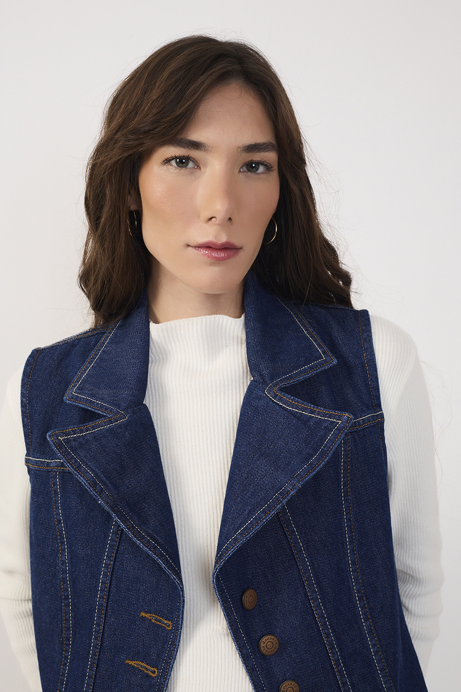Topstitched Denim Vest_4