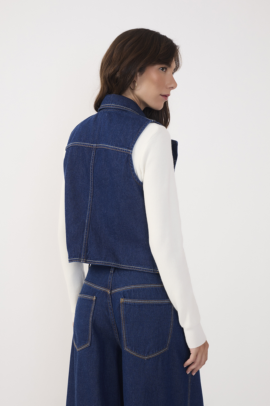 Topstitched Denim Vest_5
