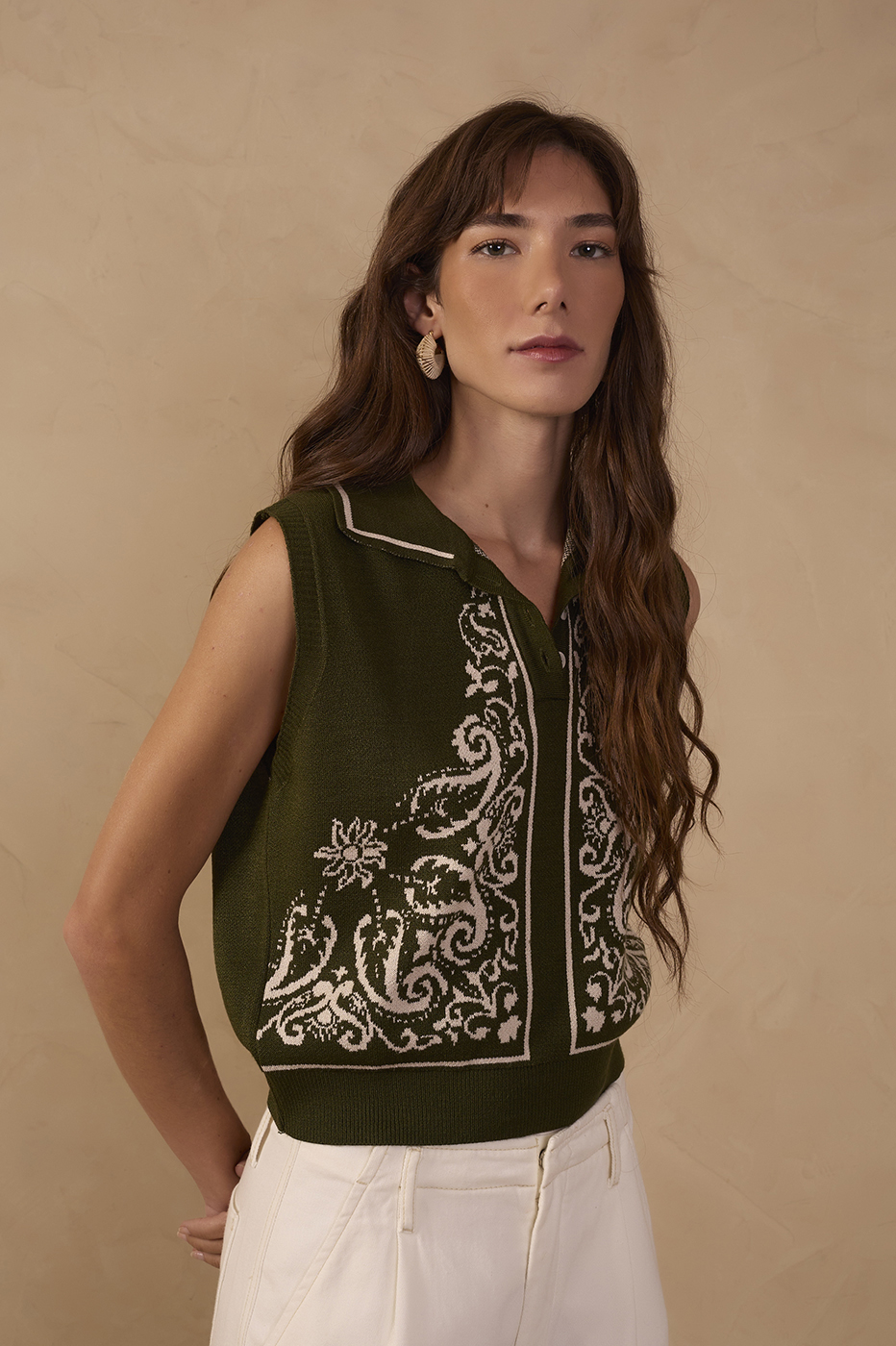 Paisley Jacquard Knit Vest_1
