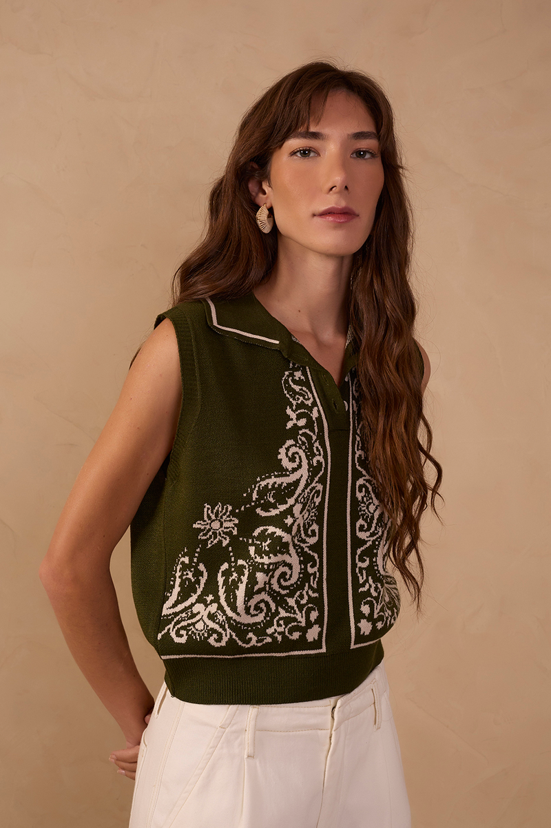 Paisley Jacquard Knit Vest_1