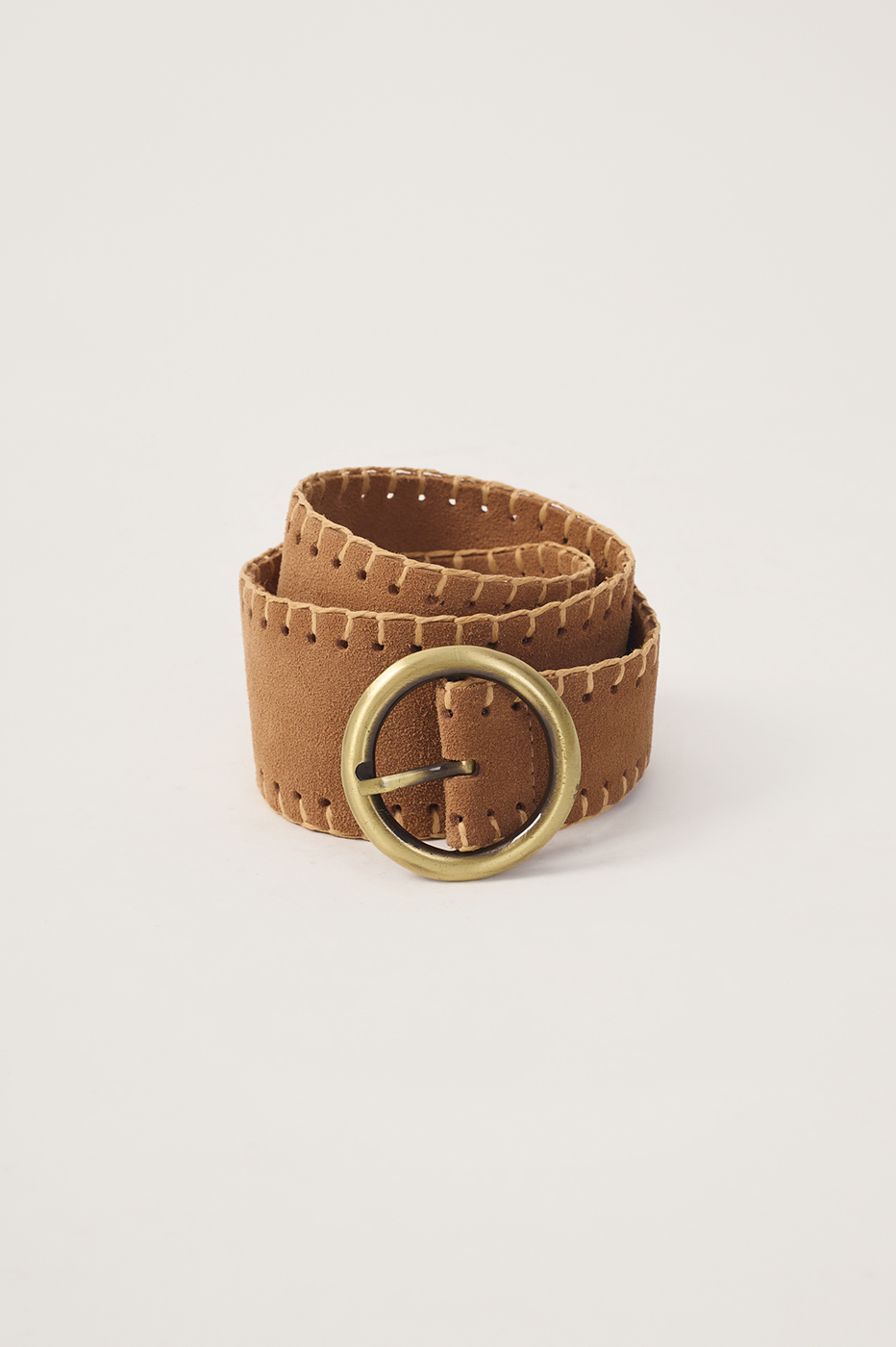 Ochre Straw Embroidered Suede Belt_5