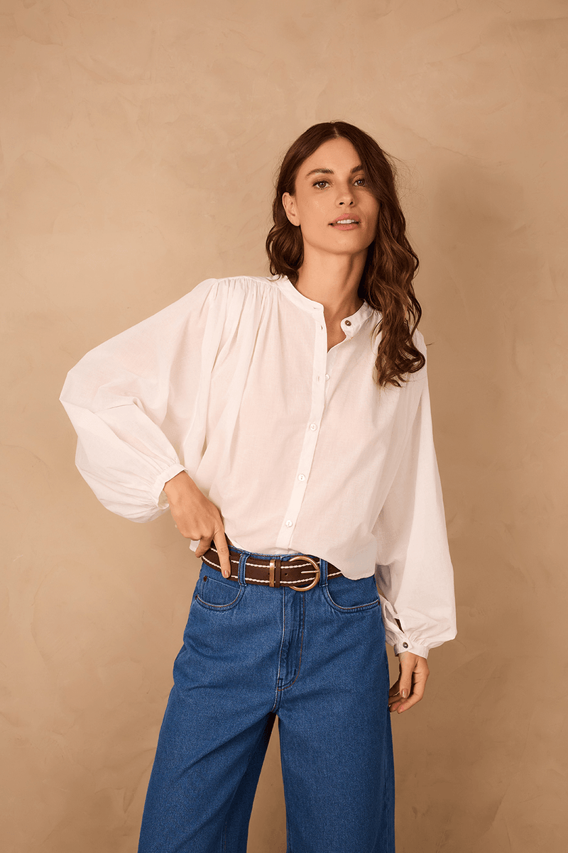 Brown Caffeine Buckled Seam Leather Belt_1