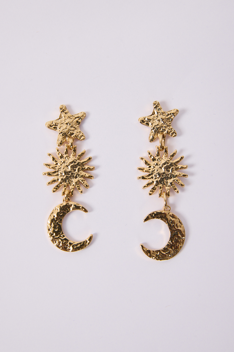 Golden Solaris and Luna Hanging Earrings_4