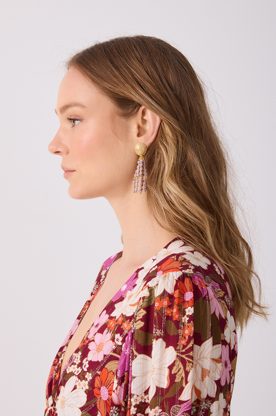 Lilac Beaded Tassels Earrings_2