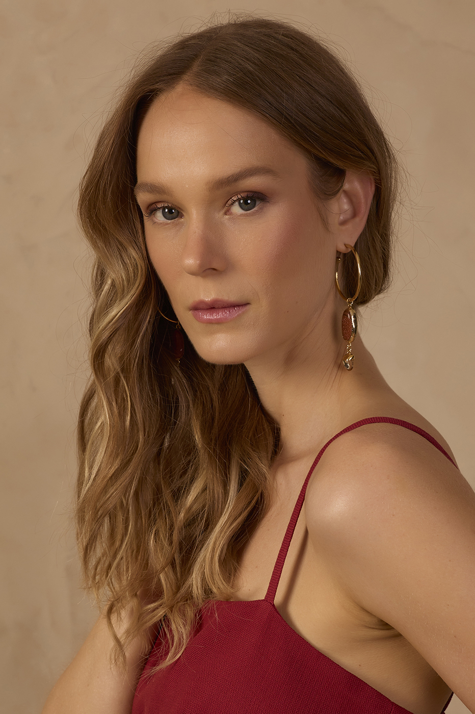 Stone Drop Hoop Earrings_1