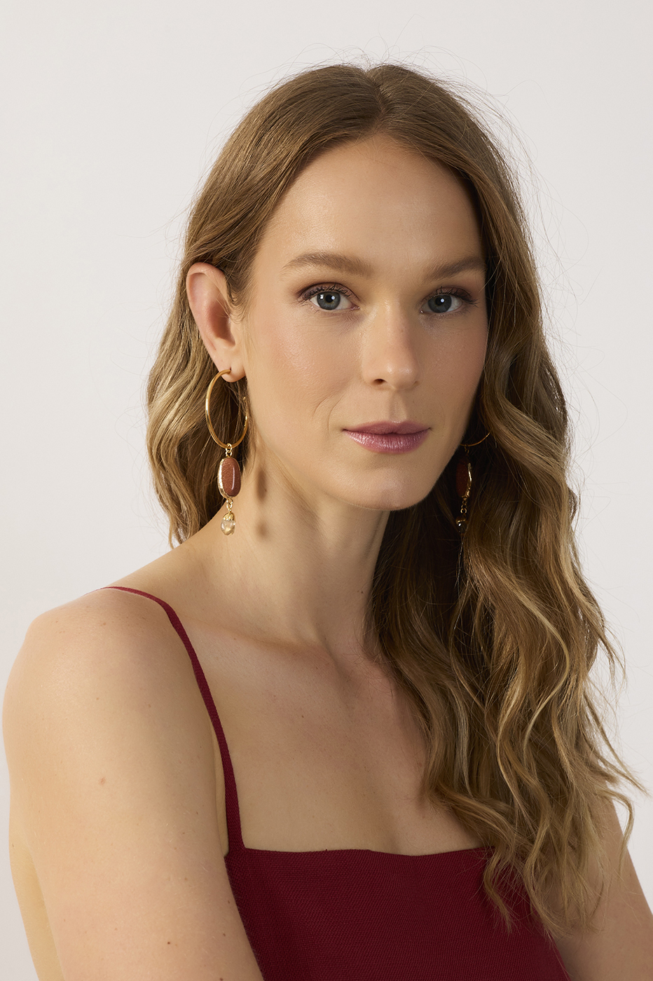 Stone Drop Hoop Earrings_2
