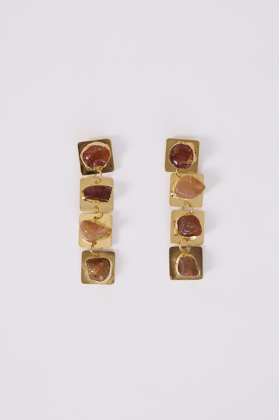 Tiered Raw Stone Earrings_1