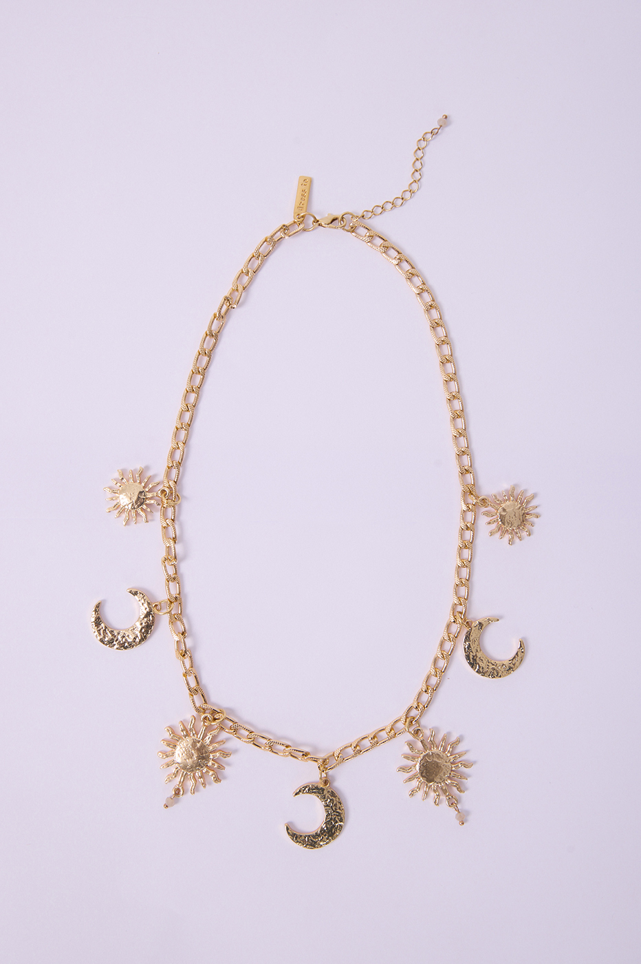 Golden Solaris and Luna Pendants Necklace_4
