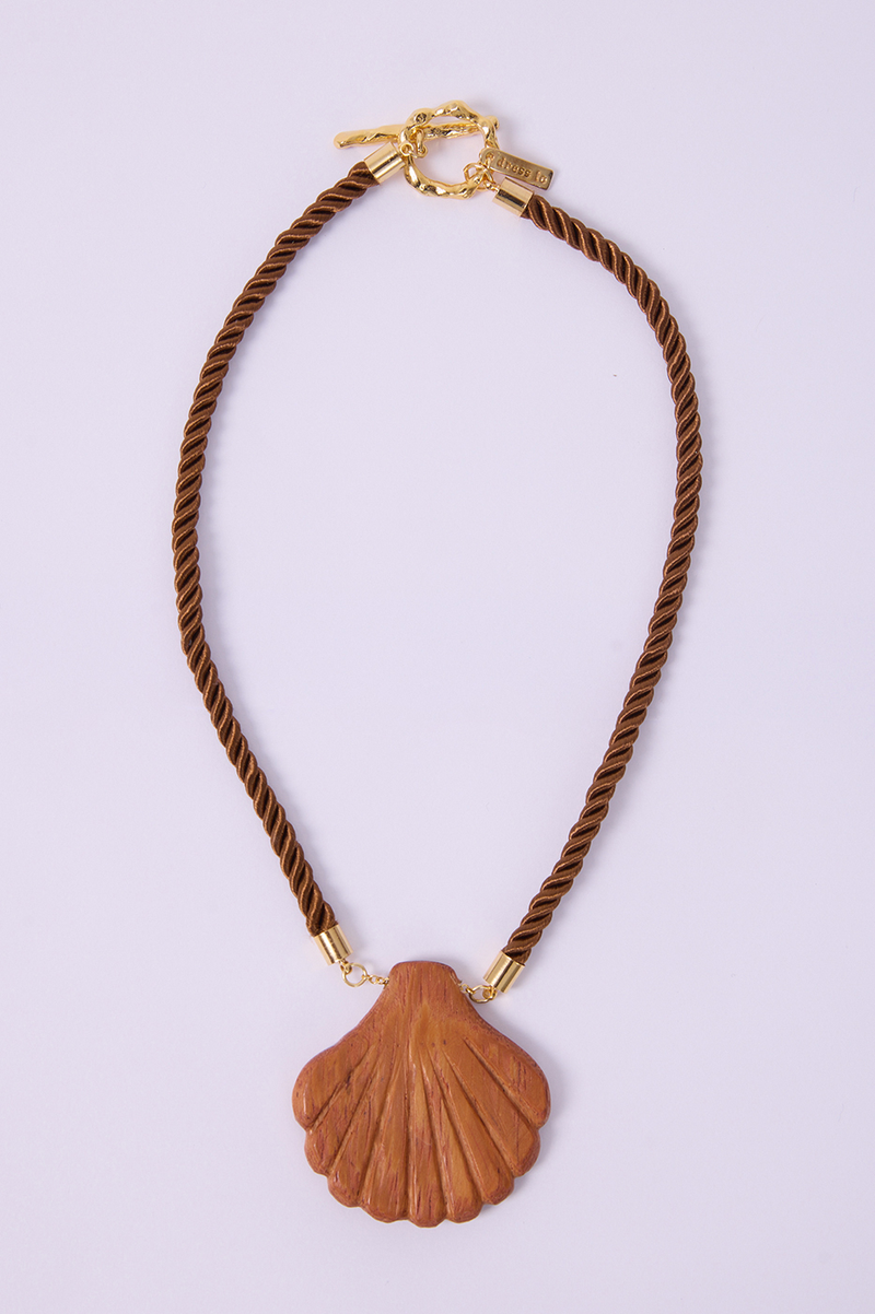 Brown Wooden Shell Pendant Necklace_6