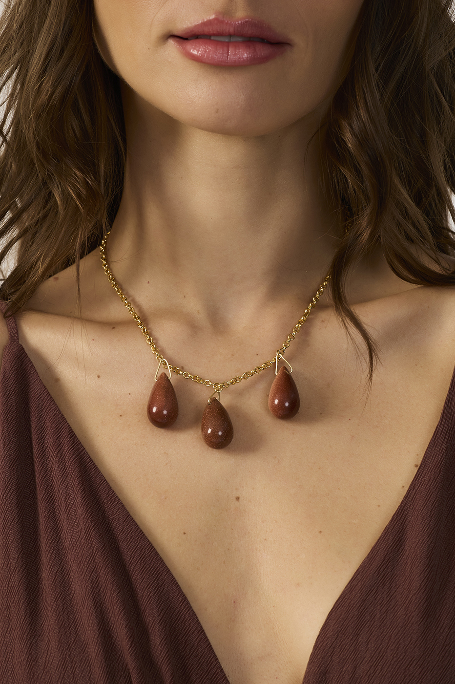 Teardrop Stone Trio Necklace_3