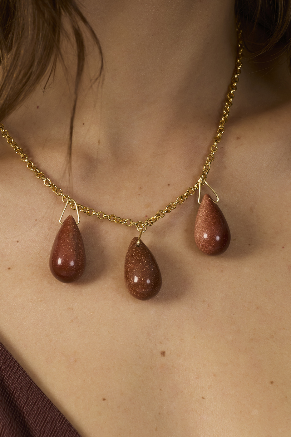 Teardrop Stone Trio Necklace_4