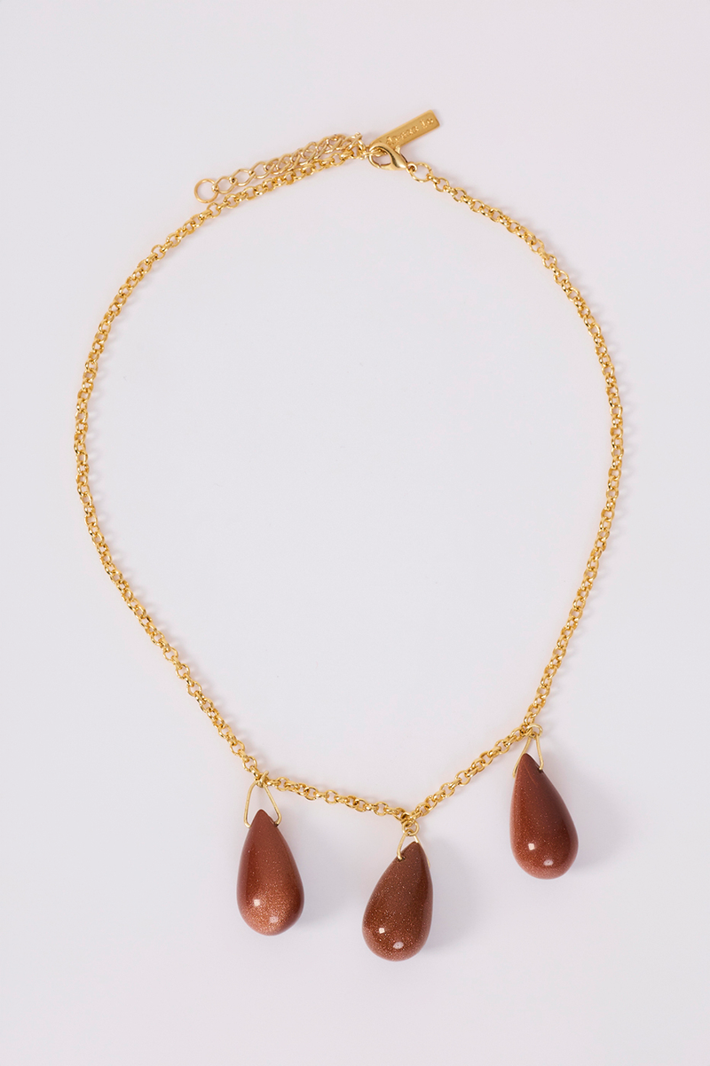 Teardrop Stone Trio Necklace_5