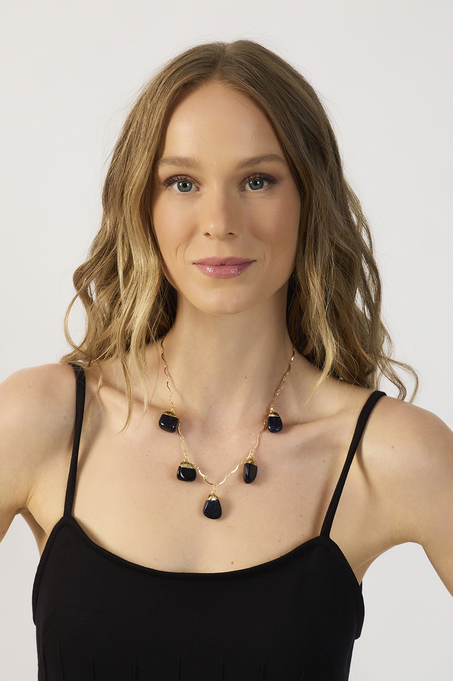 Golden Star Stones Pendants Necklace_2