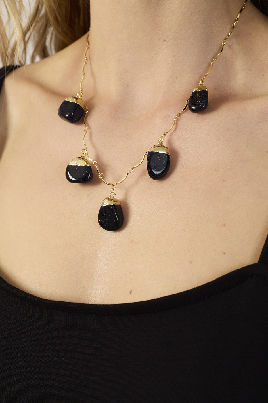 Golden Star Stones Pendants Necklace_4