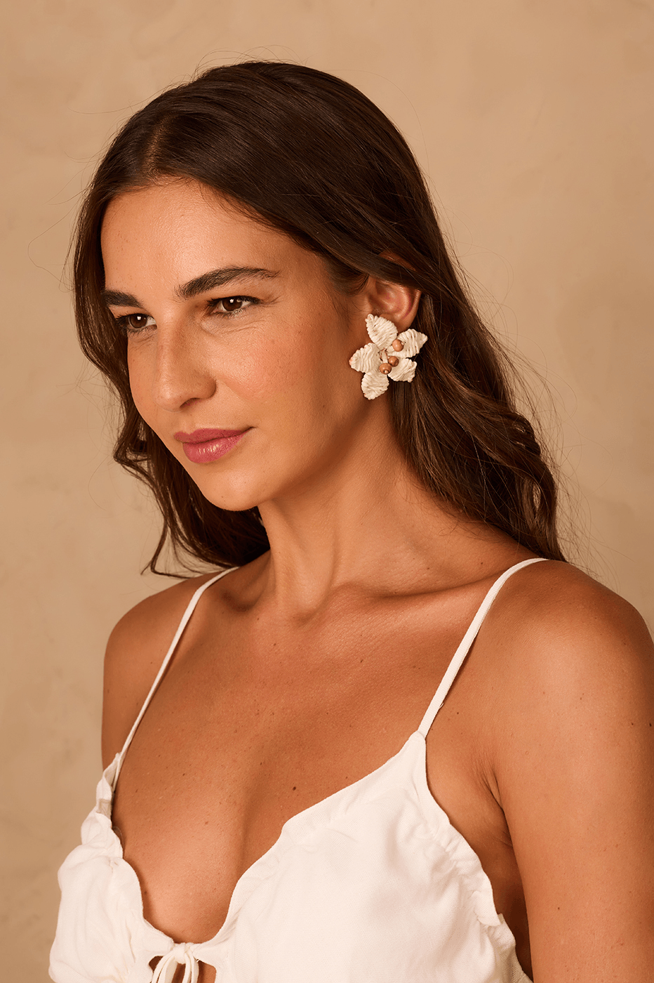 Hibiscus Straw Post Back Earrings