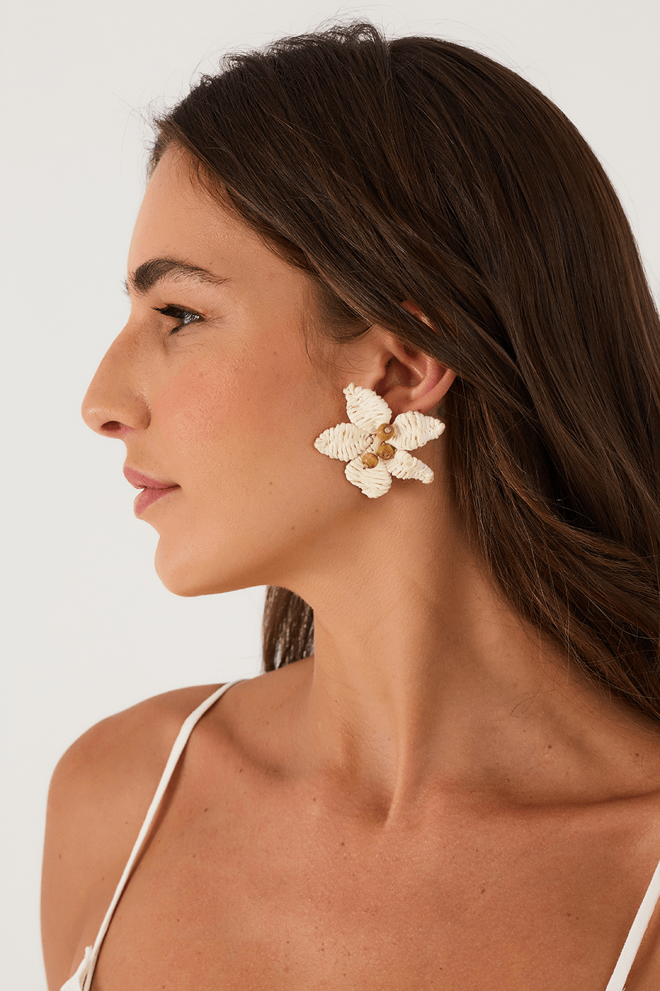 Hibiscus Straw Post Back Earrings