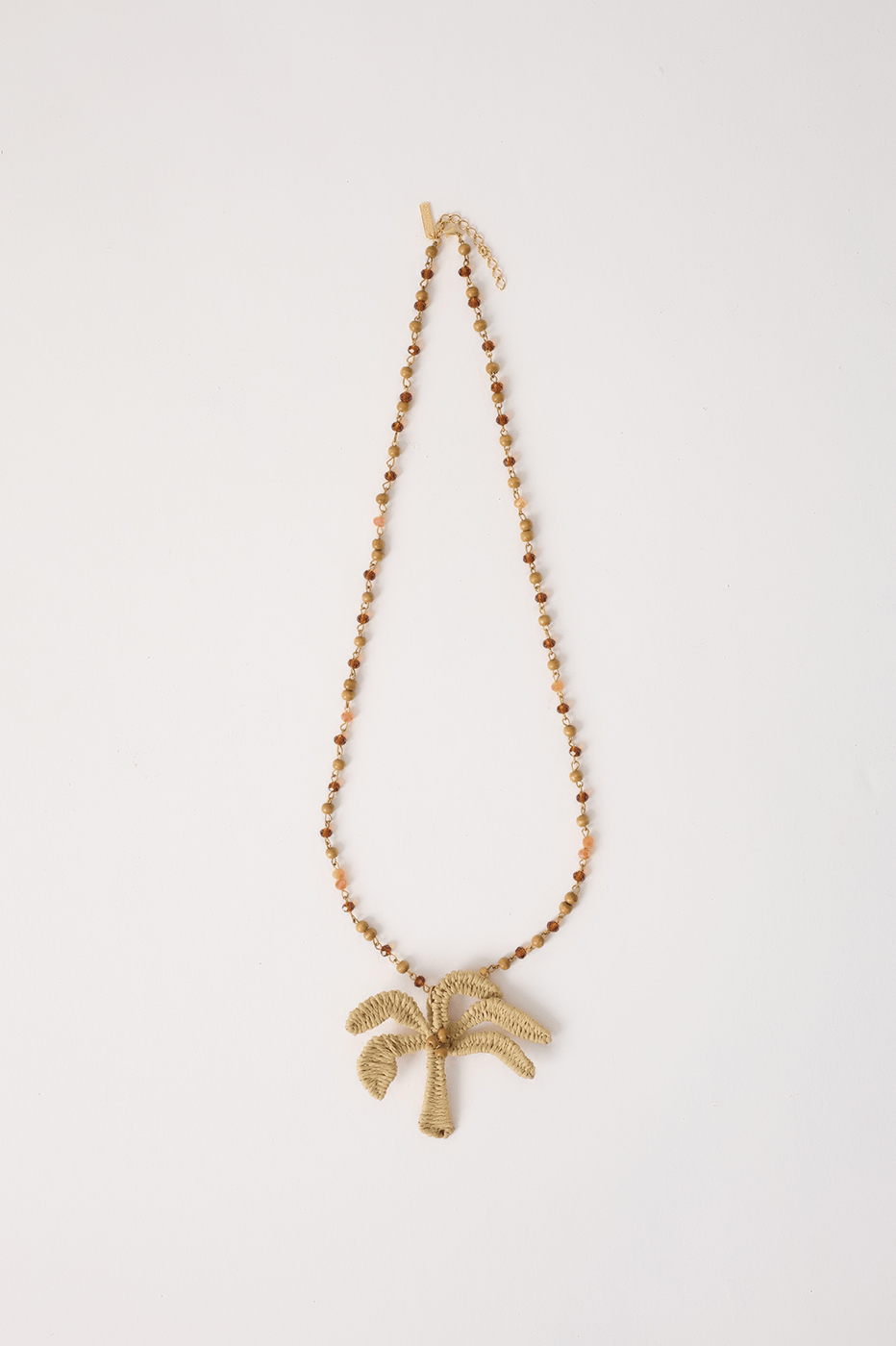 Natural And Gold Coqueiro Straw Beads Necklace