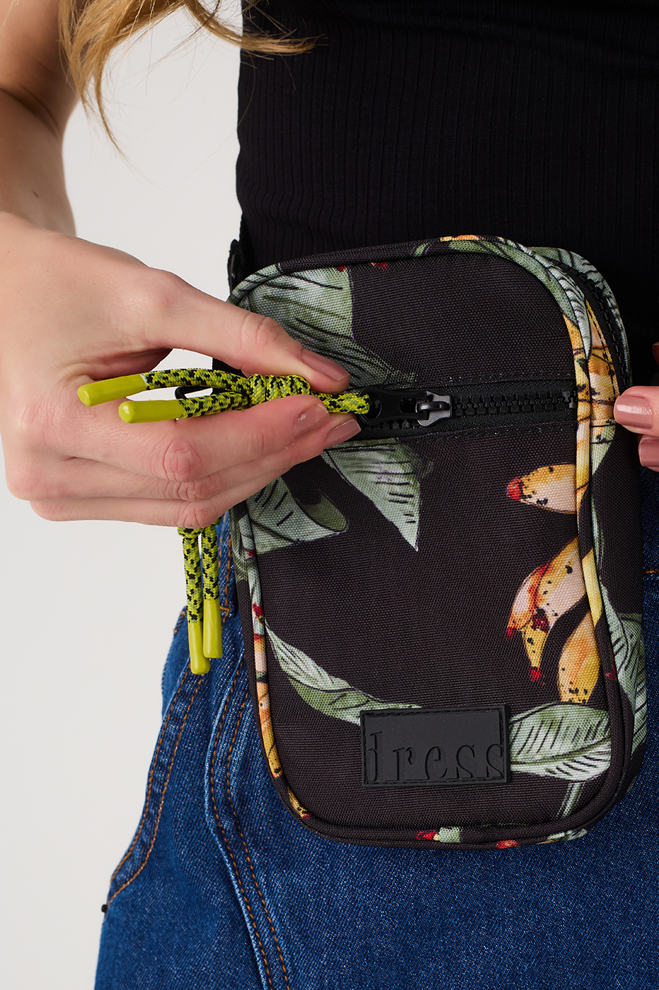 Black Paraiso Print Crossbody Bag