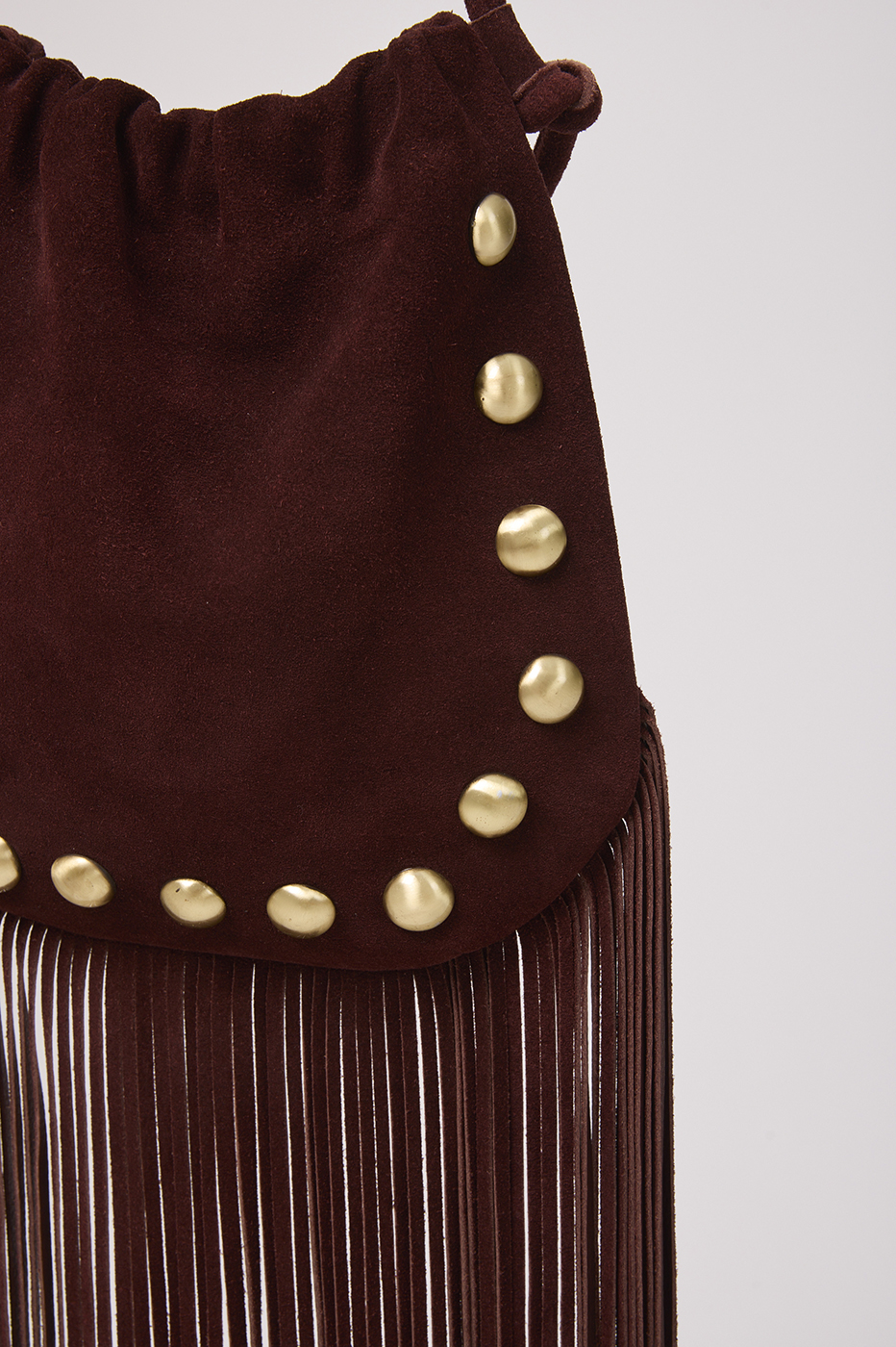 Brown Fringe Long Strap Suede Bag_7
