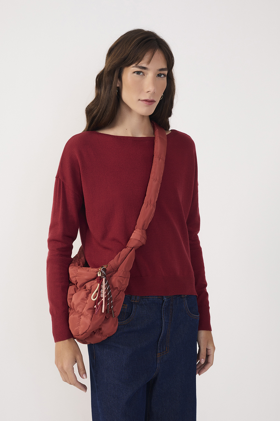 Red Drawstring Crossbody Hobo Bag_1