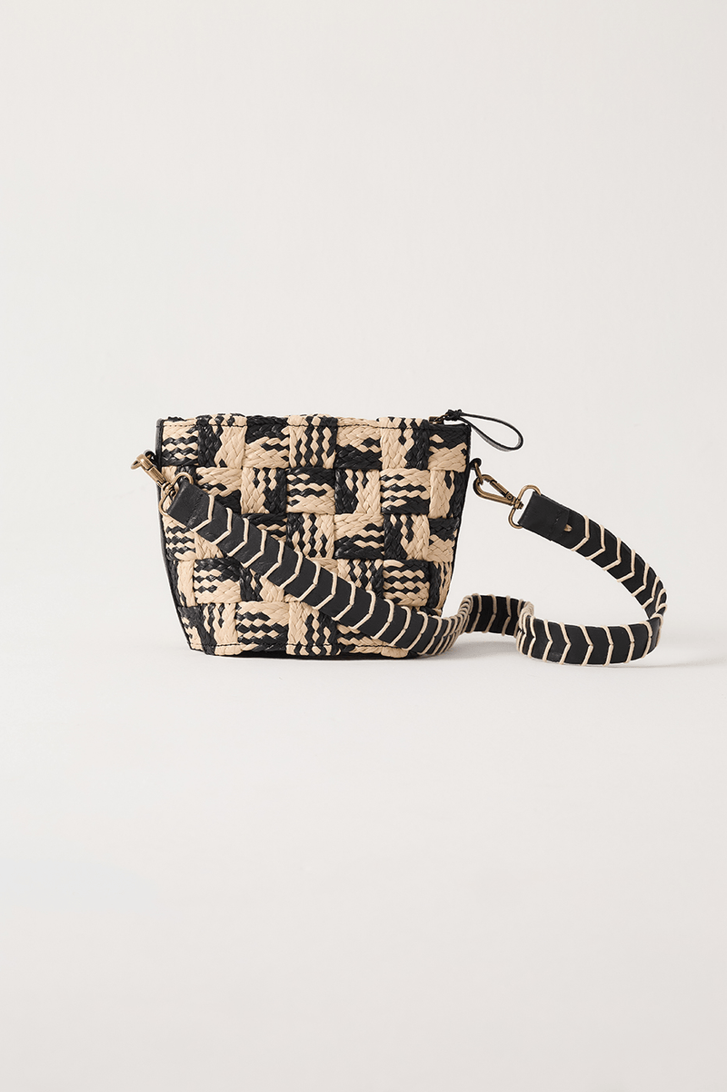Natural And Black Straw Crossbody Bucket Bag_6
