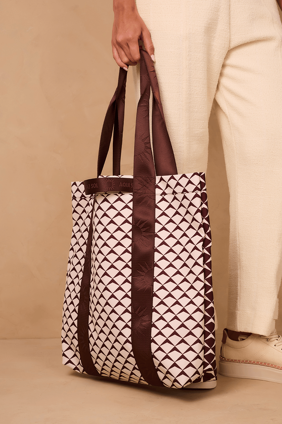 Brown Asa Delta Inside Pocket Tote Bag