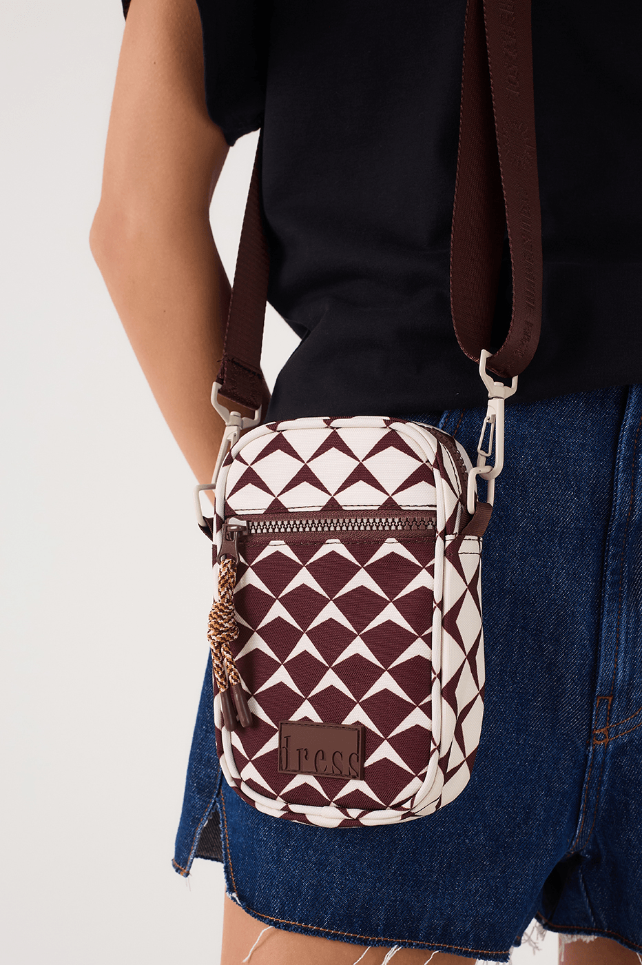 Brown Asa Delta Zipper Crossbody Bag