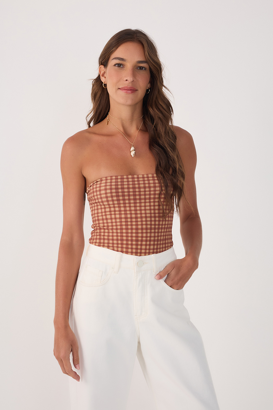 Vichy Print One-Piece Bodysuit_2