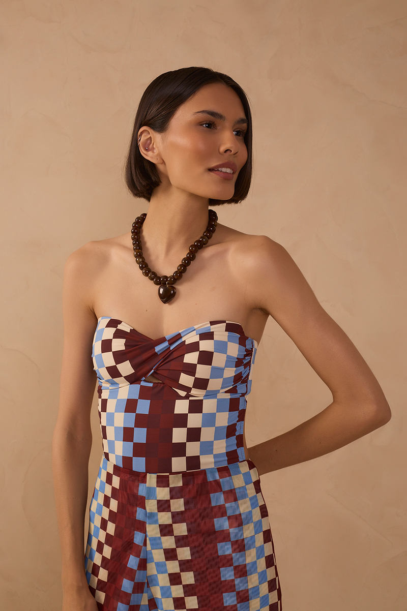 Multicolor Strapless One-Piece Swimsuit_1