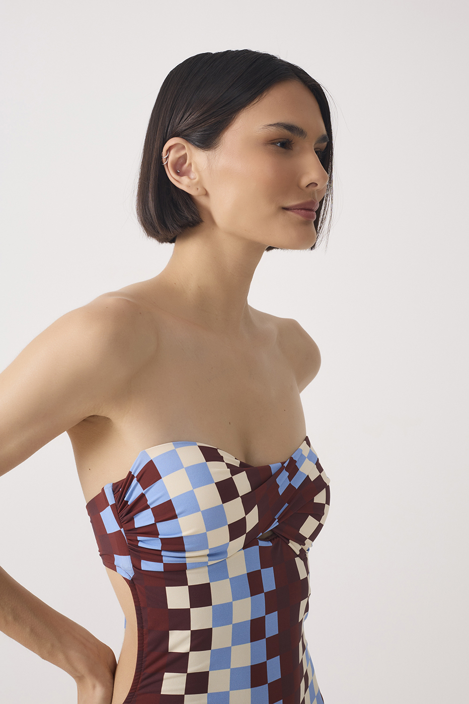 Multicolor Strapless One-Piece Swimsuit_5