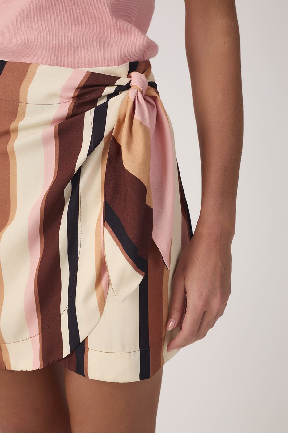 Multicolor Dunas Stripes Wrap Mini Skirt_5