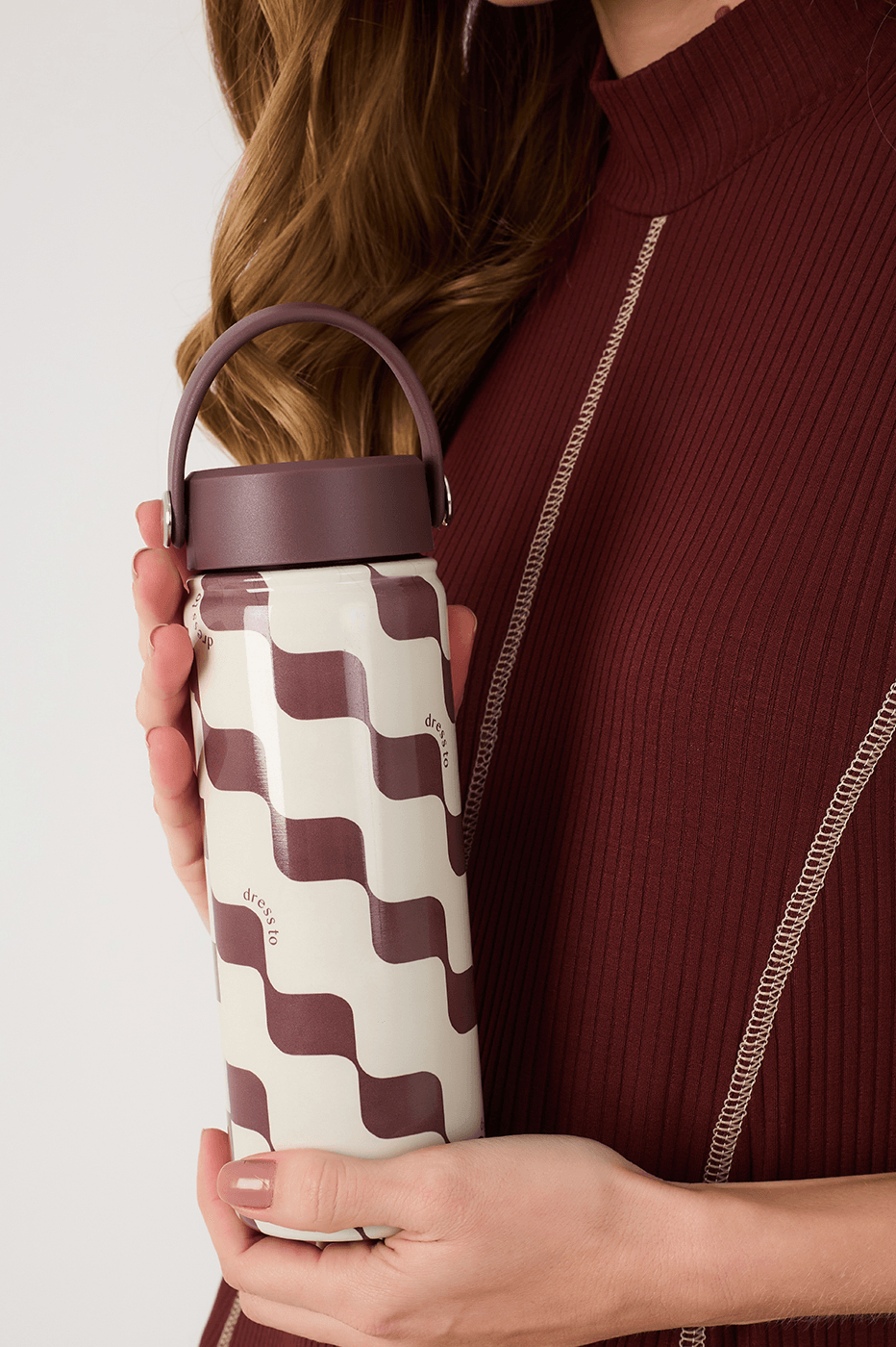 Brown Bossa Nova Handle 22oz Insulated Water Bottle